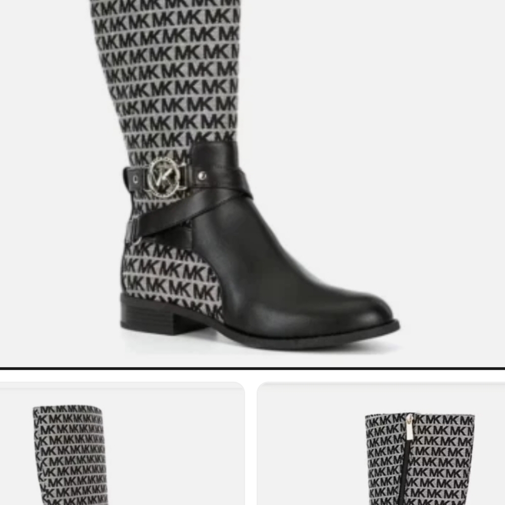 Michael Kors Black and White Over the Knee Boots